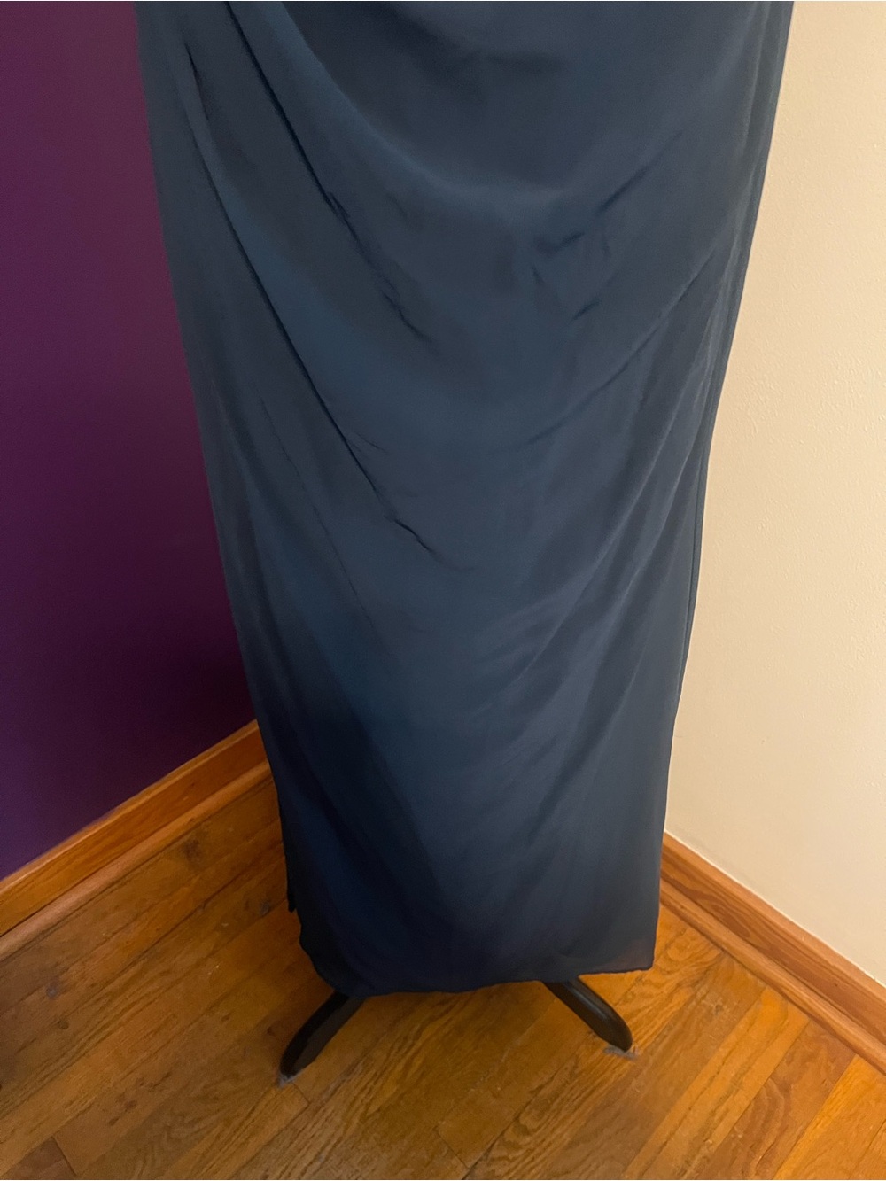 Azazie Mai Dark Navy Pleated Chiffon Dress - Picture 9 of 15